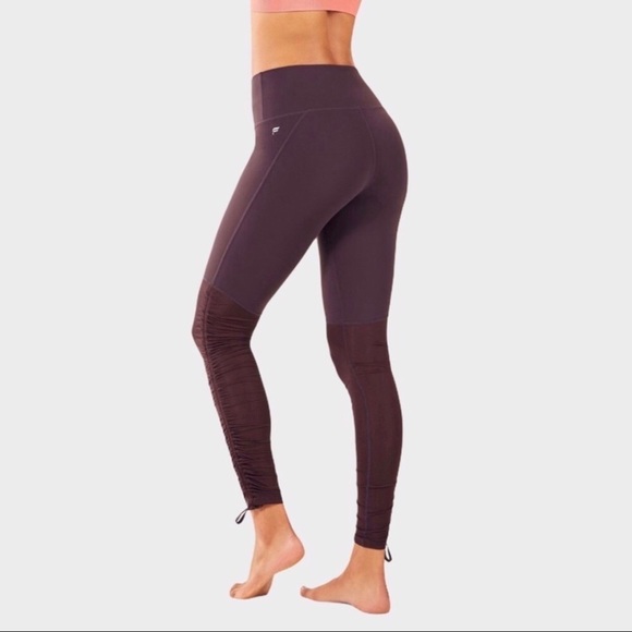 Fabletics Cashel Foldover PureLuxe Leggings Size Medium Ruching Plum Activewear - Picture 1 of 9